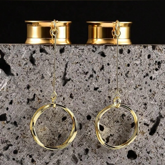 🔘18k Gold/ 316 Surgical Steel Ear Plug/Tunnels Set NWT - Picture 2 of 7